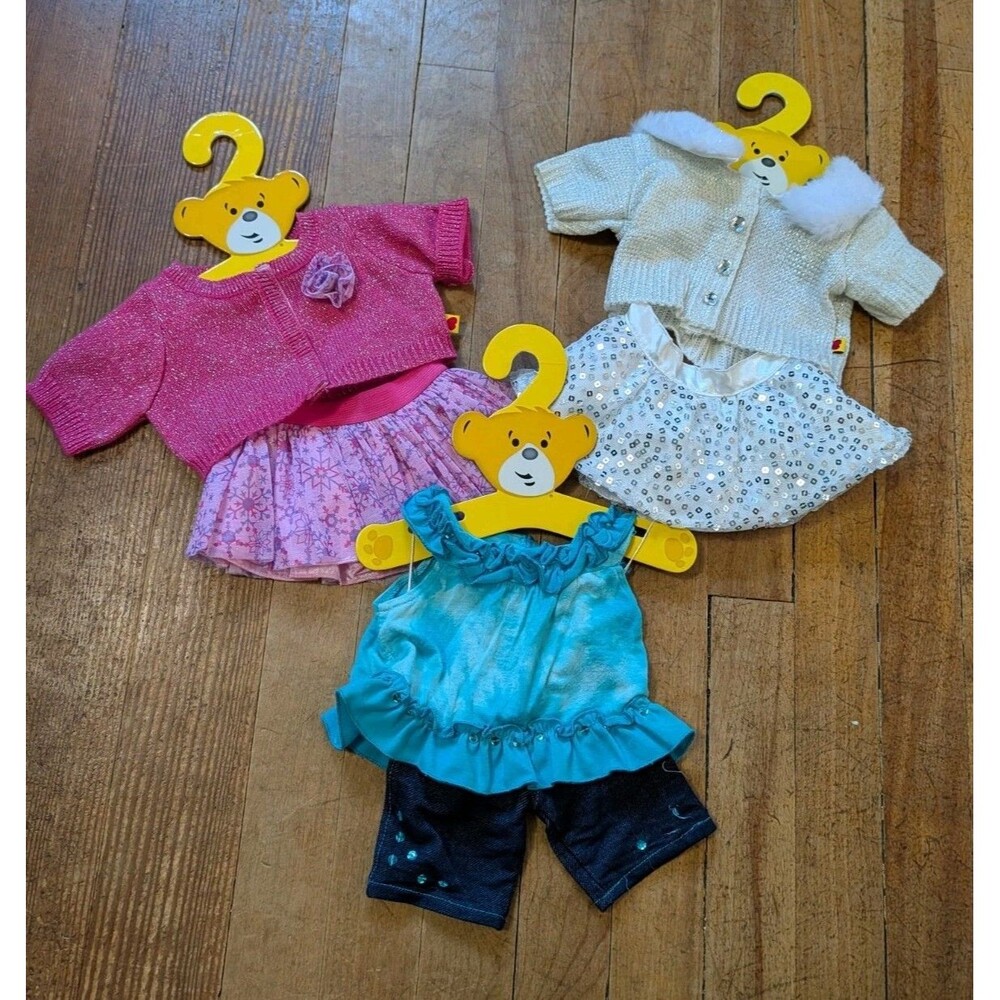 Build-A-Bear Clothes & Costume Lot of 3 Outfits Summer Winter Dress Pink Elsa